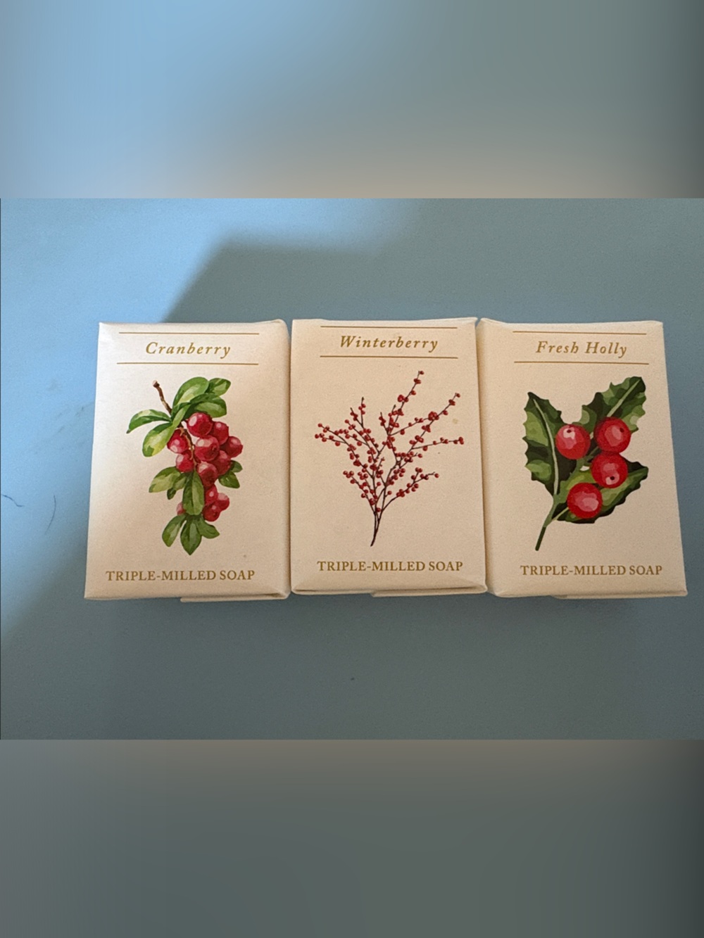 Holiday Scented Cranberry, Winterberry & Fresh Holly Triple-Milled Soap Set